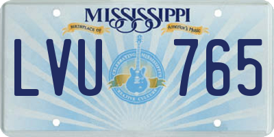 MS license plate LVU765