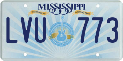 MS license plate LVU773