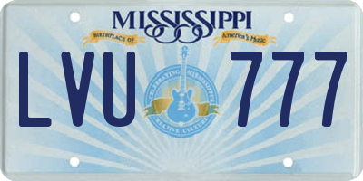 MS license plate LVU777