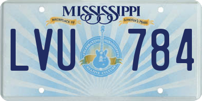 MS license plate LVU784