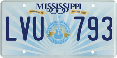 MS license plate LVU793