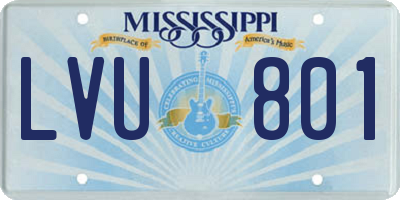MS license plate LVU801