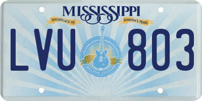 MS license plate LVU803