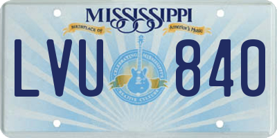 MS license plate LVU840
