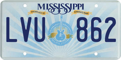 MS license plate LVU862