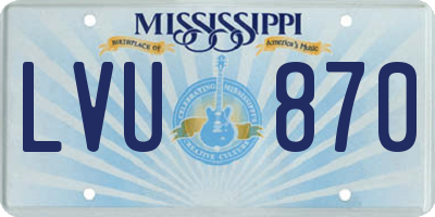 MS license plate LVU870