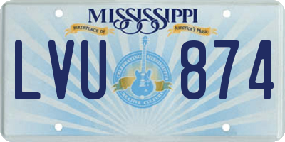 MS license plate LVU874
