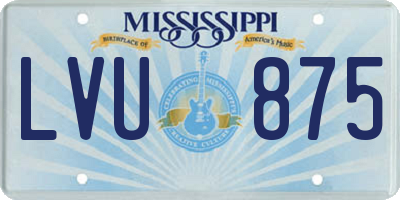 MS license plate LVU875