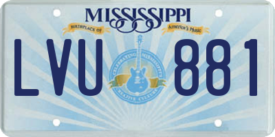 MS license plate LVU881