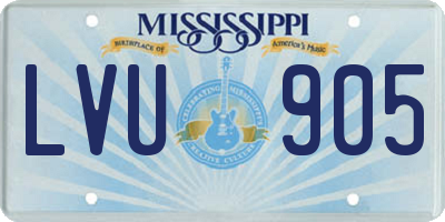MS license plate LVU905