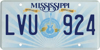 MS license plate LVU924