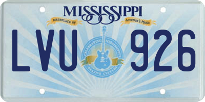 MS license plate LVU926