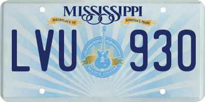 MS license plate LVU930