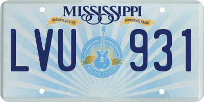 MS license plate LVU931