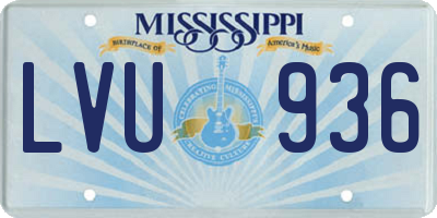 MS license plate LVU936