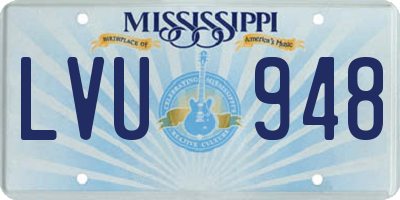 MS license plate LVU948