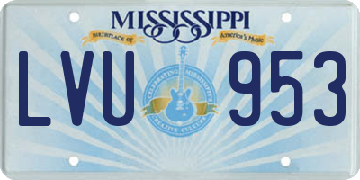 MS license plate LVU953
