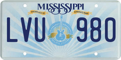 MS license plate LVU980