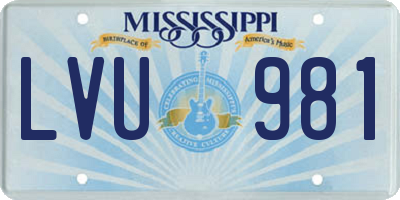 MS license plate LVU981