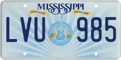 MS license plate LVU985