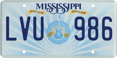 MS license plate LVU986