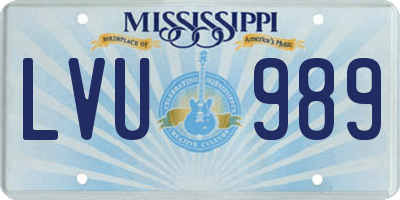 MS license plate LVU989