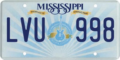 MS license plate LVU998