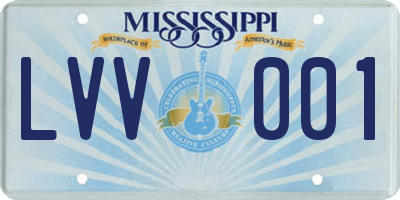 MS license plate LVV001