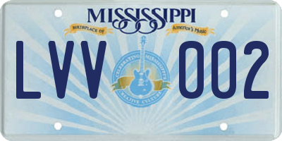 MS license plate LVV002