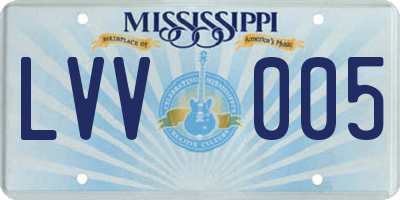 MS license plate LVV005