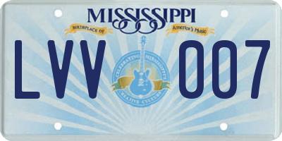 MS license plate LVV007