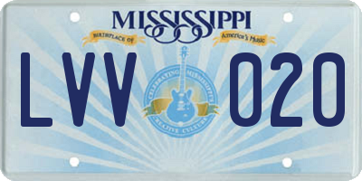 MS license plate LVV020