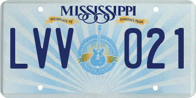 MS license plate LVV021