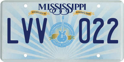 MS license plate LVV022