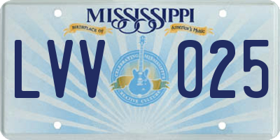 MS license plate LVV025