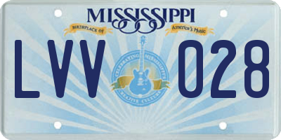 MS license plate LVV028