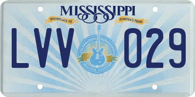 MS license plate LVV029