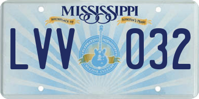 MS license plate LVV032
