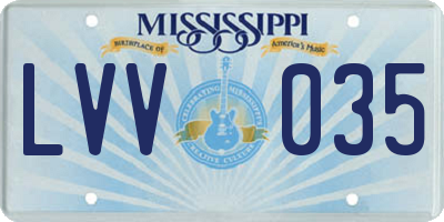 MS license plate LVV035