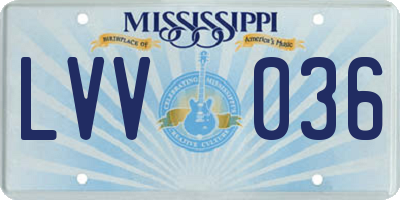 MS license plate LVV036