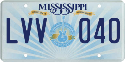 MS license plate LVV040