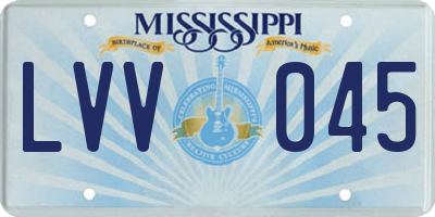 MS license plate LVV045