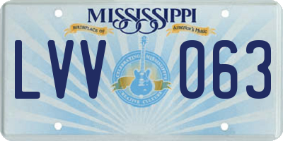 MS license plate LVV063