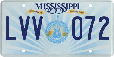 MS license plate LVV072