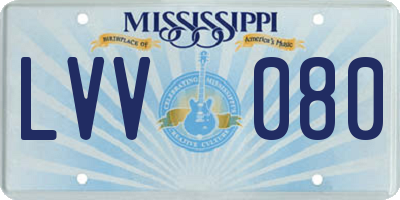 MS license plate LVV080