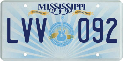 MS license plate LVV092