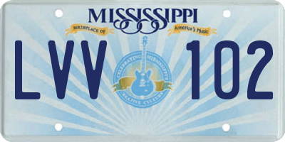 MS license plate LVV102