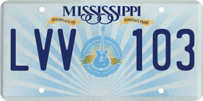 MS license plate LVV103
