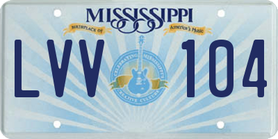 MS license plate LVV104