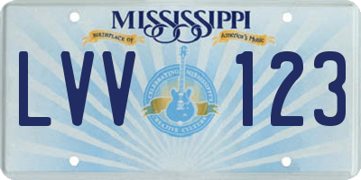 MS license plate LVV123